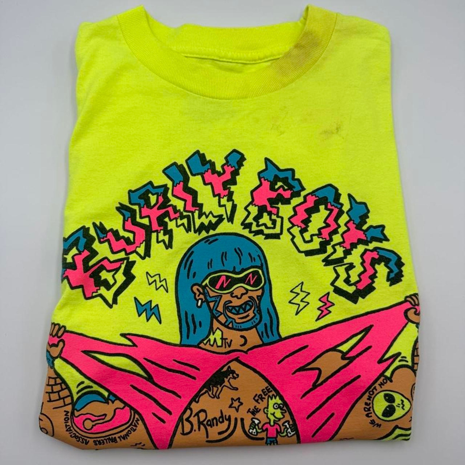 Riff Raff Mens Neon Yellow Burly Boys Short Sleeve T-Shirt Size Medium. — image 2 of 7